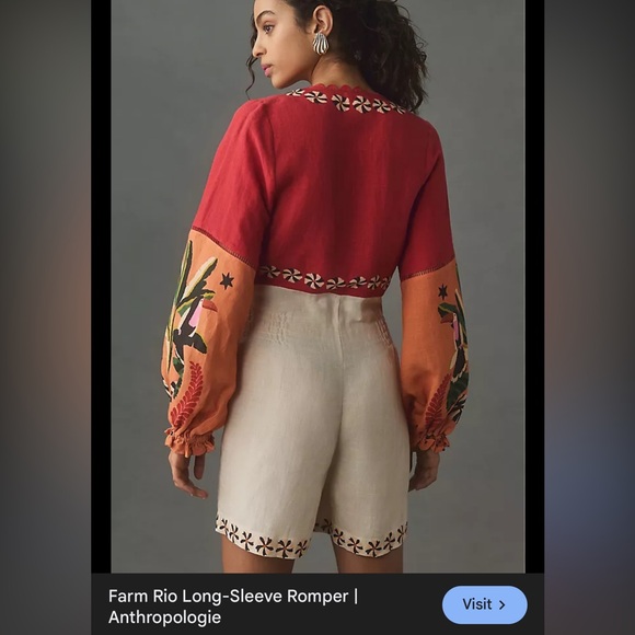 FARM Rio x Anthropologie Floral Long-Sleeve Romper - Picture 2 of 8